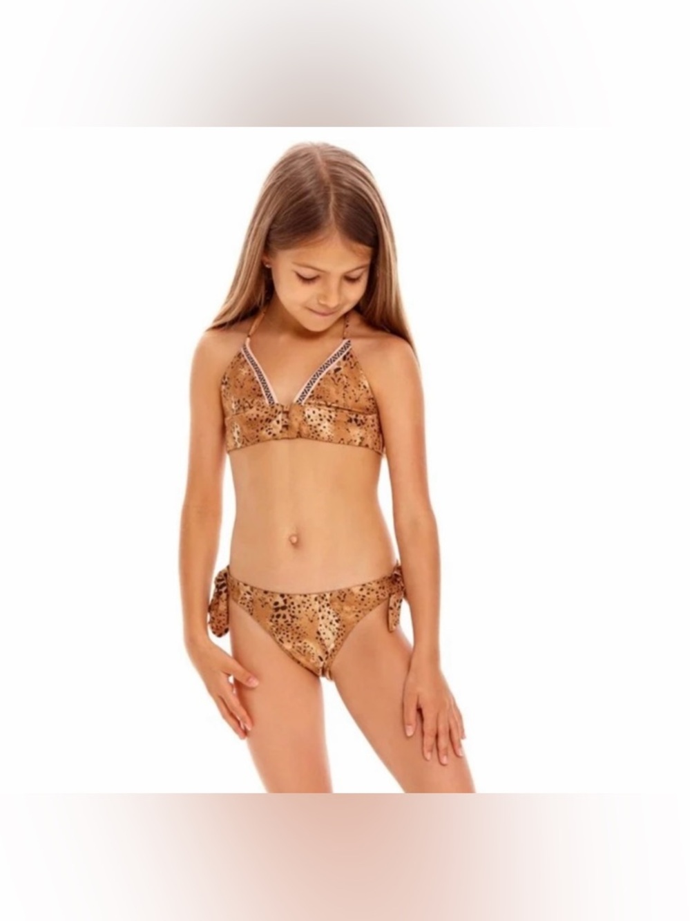 NWT Agua Bendita Pali Jambo Girls Bikini Set Leopard Print in Size 4T